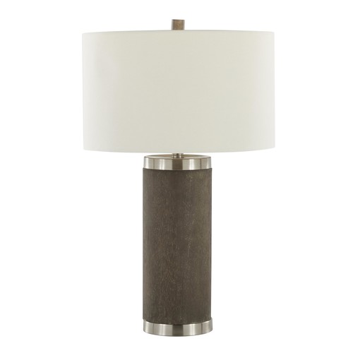 Cylinder Wood 26.5" Poly Table Lamp
